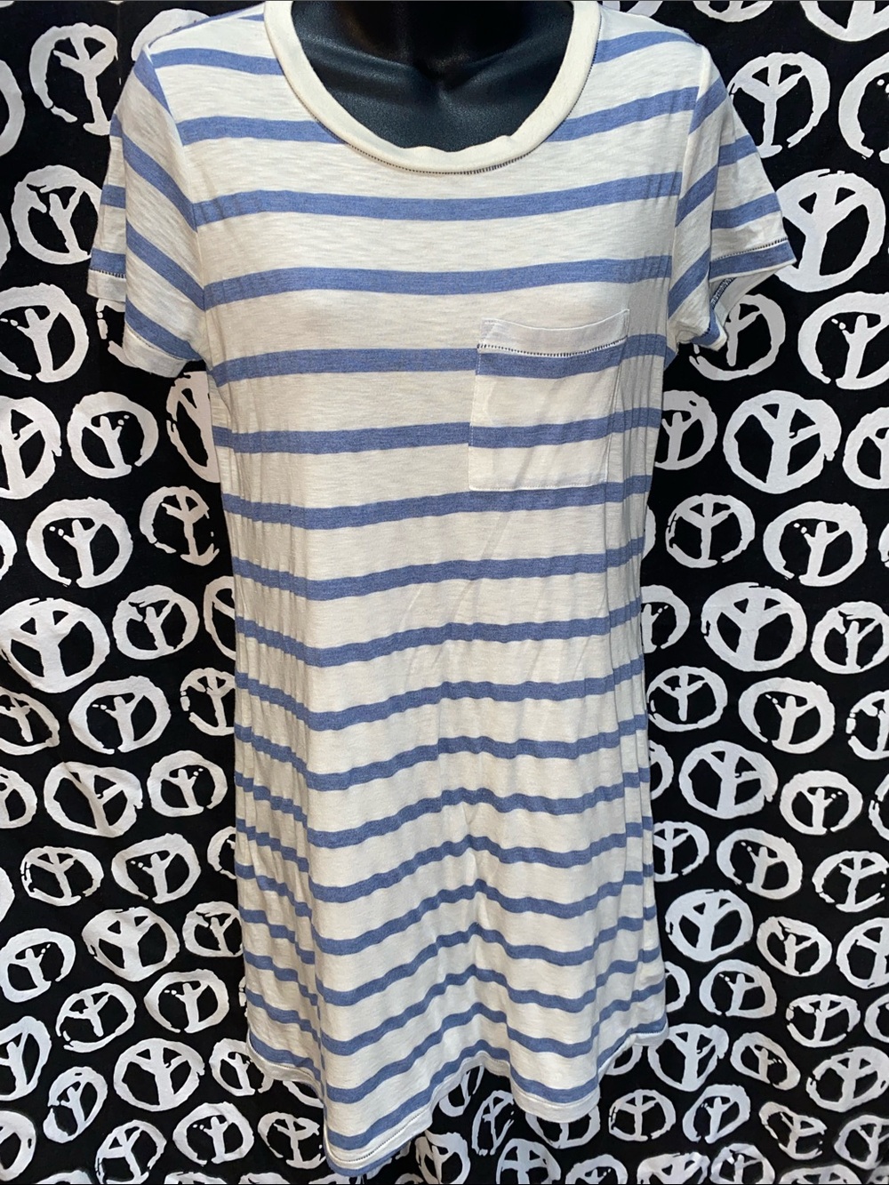 SPLENDID BLUE/WHITE SHORT SLEEVE STRIPED TEE SHIRT DRESS SZ S